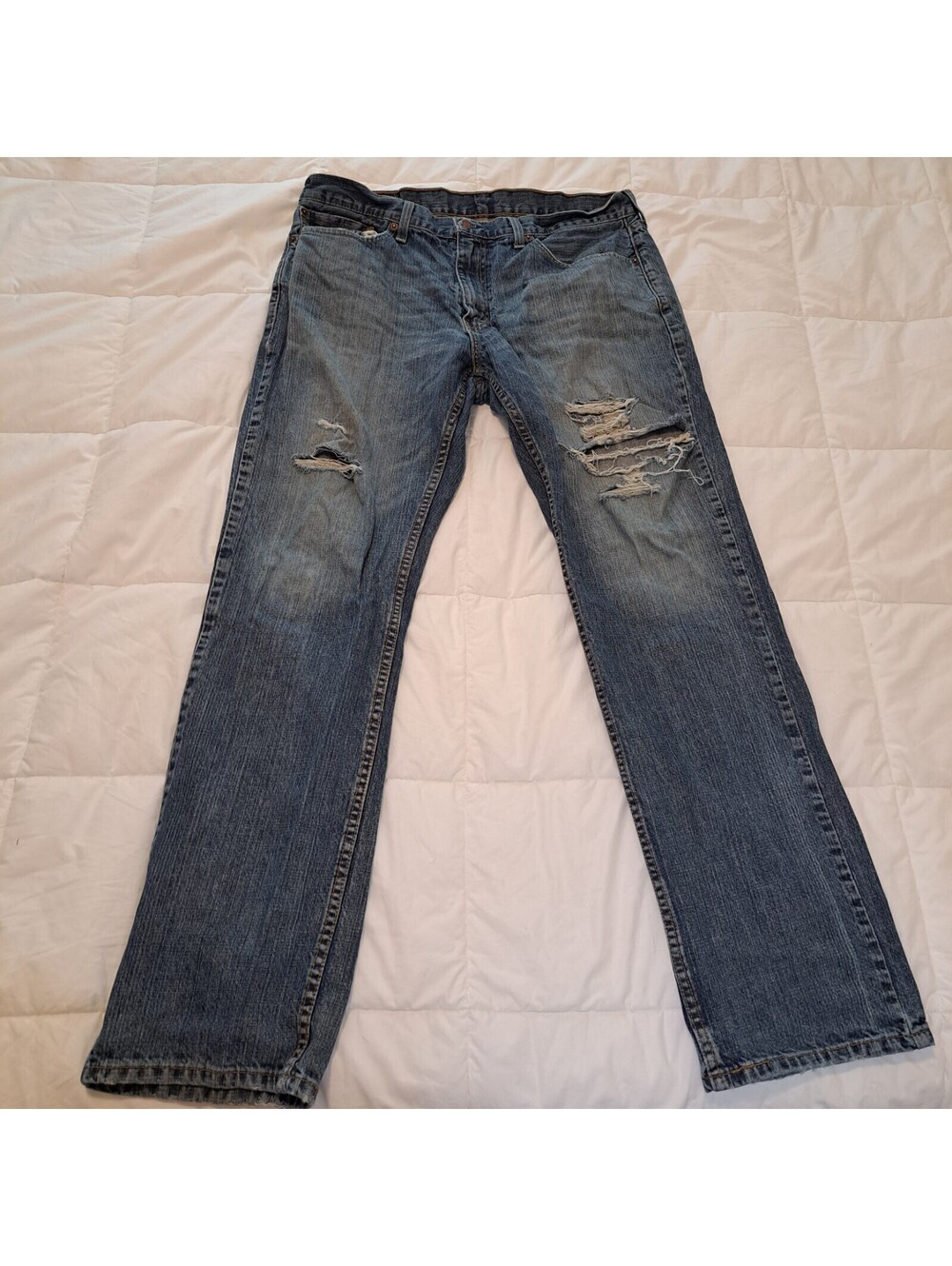 Levis Strauss Mens 559 W36 L34 Distressed Medium Wash Jeans